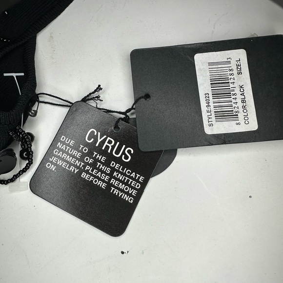 CYRUS black woman size large top dangling sequence - Picture 4 of 5